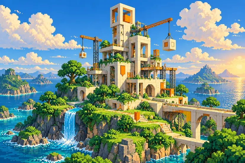 Ateliê modular em pixel art, representando soluções construídas sob medida